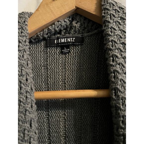 BOLD ELEMENTS Large Open Front Cardigan Side Slits Light Weight Heathered Gray - Picture 2 of 12